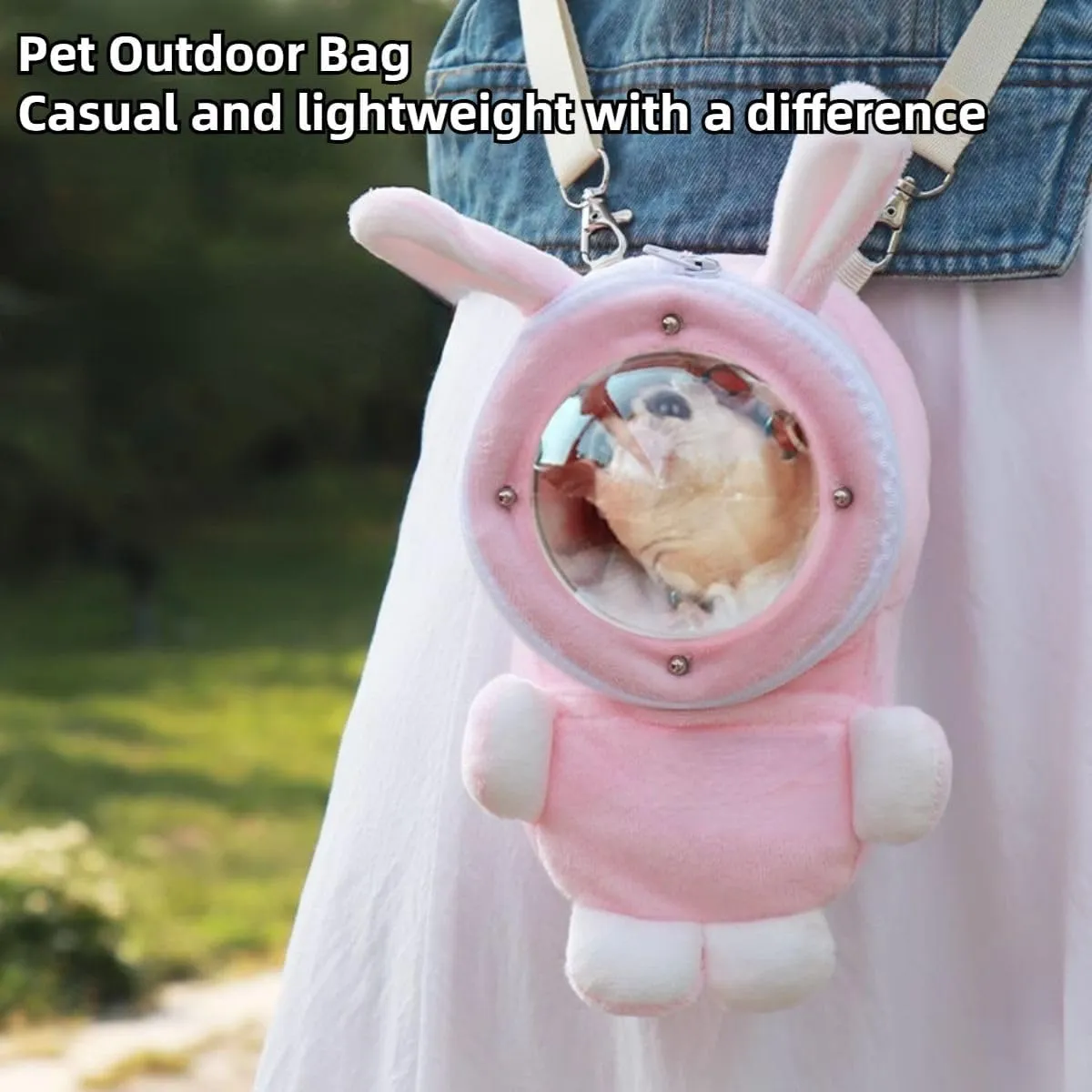 Sugar Glider Bonding Pouch Bonding Pouch Carry for Rat Syrian Hamster Hedgehog Small Pocket Pets, Gerbil Travel Bag Cute Bunny-Shaped Outing Bag with Large Transparent Window (Grey,Small)