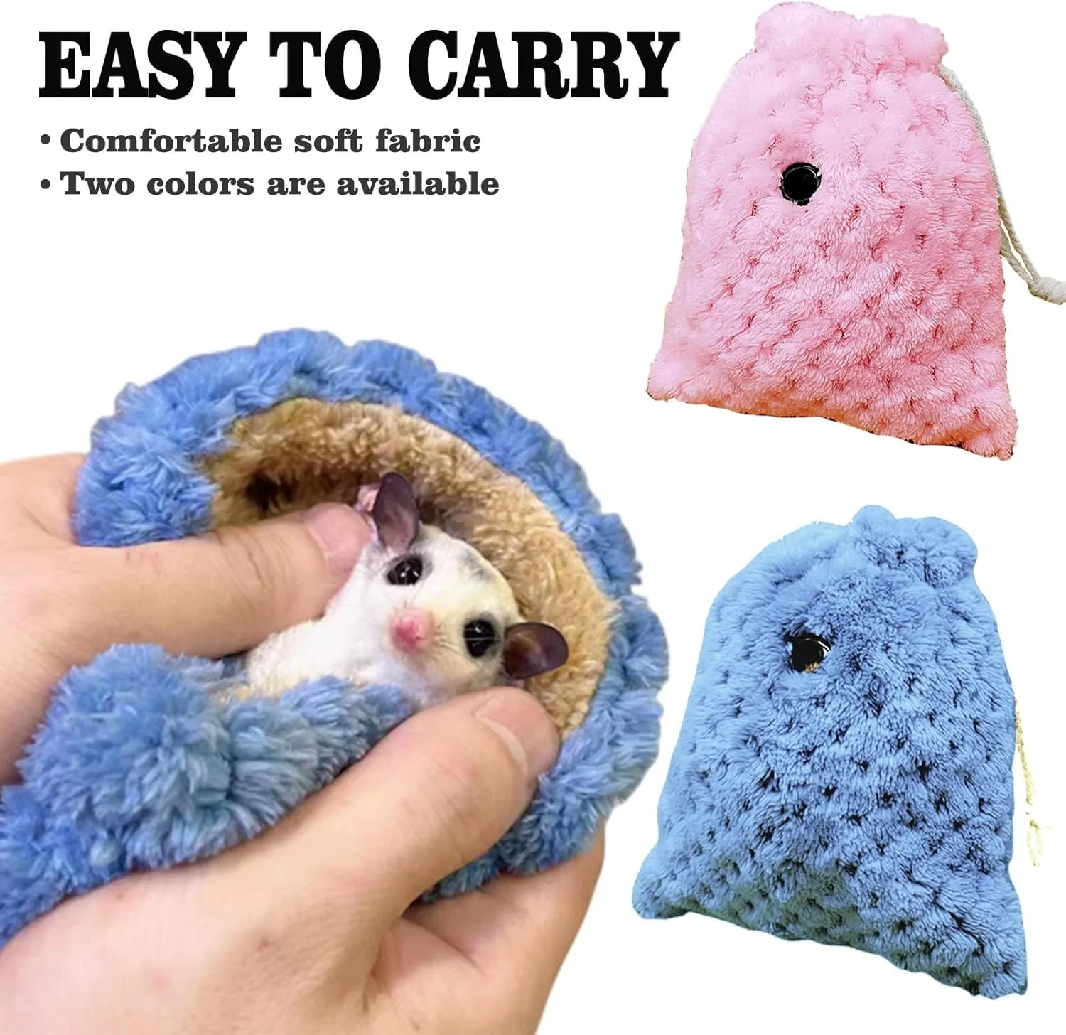 Sugar Glider Bonding Pouch Carrier Bag, Small Animals Sleeping Pouch Bag with Breathable Vent and Drawstring, Portable Travel Bag for Sugar Glider Rat Squirrel Guinea Pig Birds Parrot (Blue)