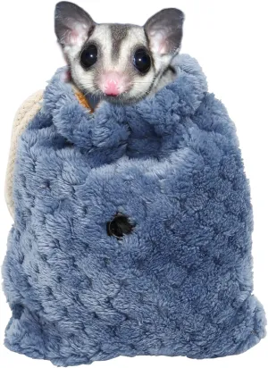 Sugar Glider Bonding Pouch Carrier Bag, Small Animals Sleeping Pouch Bag with Breathable Vent and Drawstring, Portable Travel Bag for Sugar Glider Rat Squirrel Guinea Pig Birds Parrot (Blue)