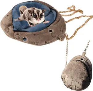 Sugar Glider Carrier Portable Travel Bag, Warm Pouch and Breathable Outdoor Portable Tote Bag for Guinea Pig Hedgehog Chinchilla Sugar Glider Hamster Squirrel Small Animal Pack of 1 (Brown)