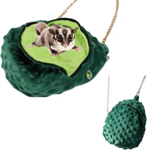Sugar Glider Carrier Portable Travel Bag, Warm Pouch and Breathable Outdoor Portable Tote Bag for Guinea Pig Hedgehog Chinchilla Sugar Glider Hamster Squirrel Small Animal Pack of 1 (Green)
