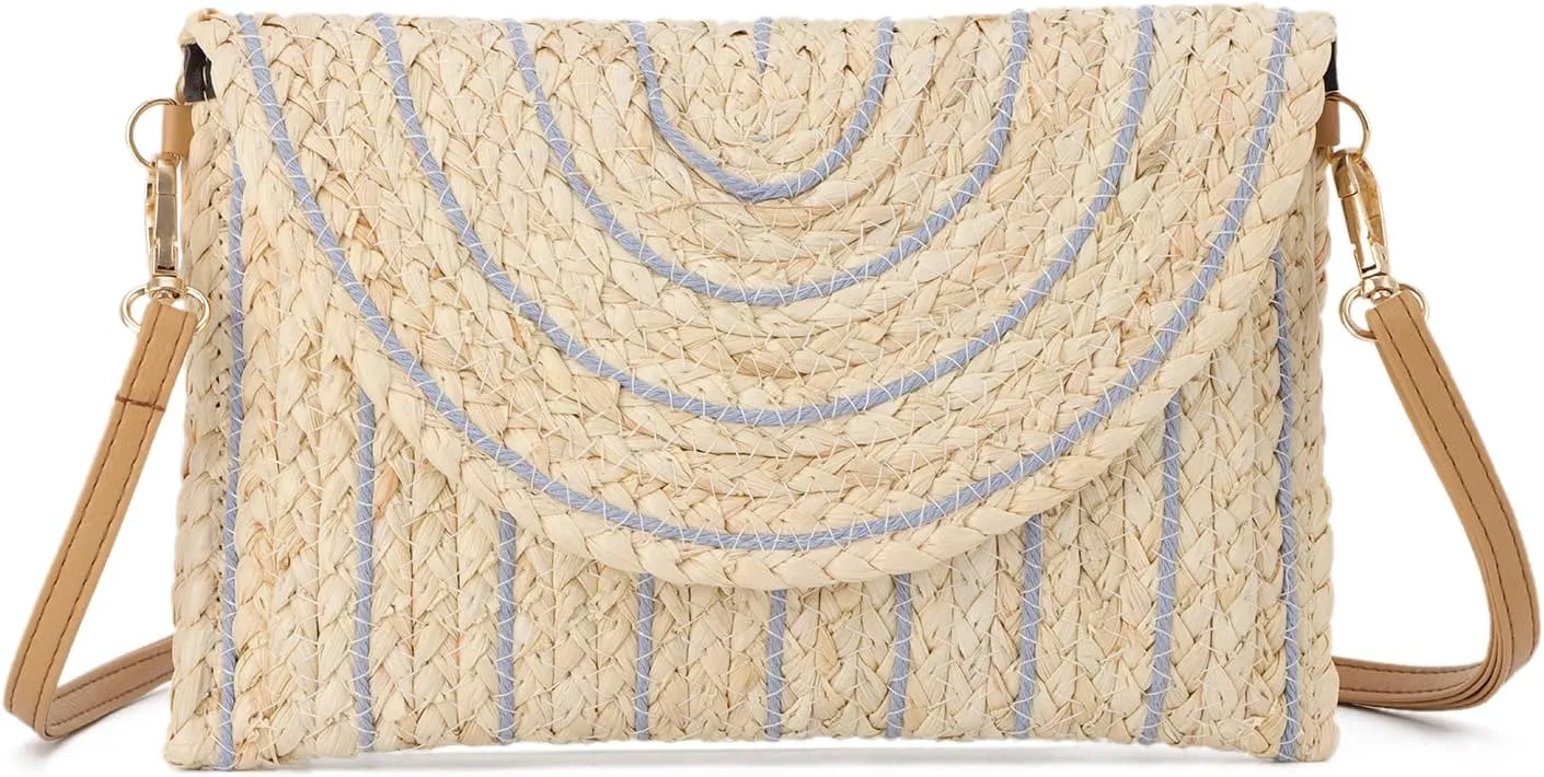 SUKUTU Women Straw Clutch Bag Summer Beach Handwoven Envelope Wallet Crossbody Handbags