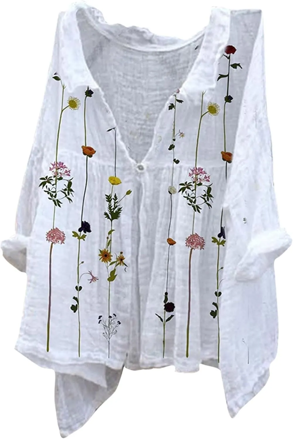 Summer Linen Shirts for Women V Neck Solid Color Loose Top T Shirt Casual Shirt Linen Blouse Summer Shirts for Women