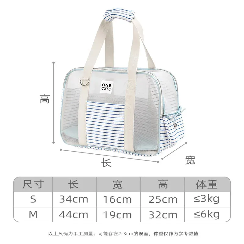 Summer Patchwork Stripes Pet Outing Handbag