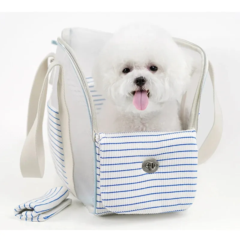 Summer Patchwork Stripes Pet Outing Handbag