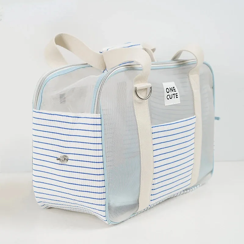 Summer Patchwork Stripes Pet Outing Handbag