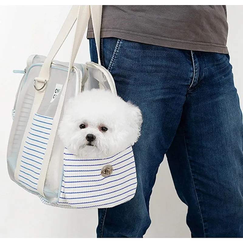Summer Patchwork Stripes Pet Outing Handbag