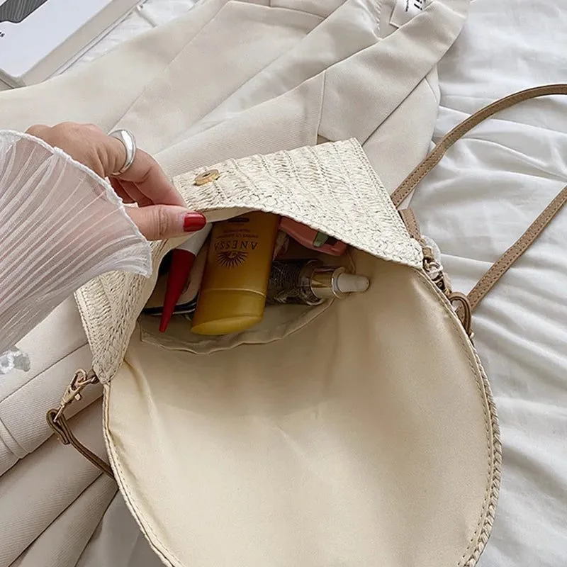 Summer Straw Clutch Bag with Cute Pendant