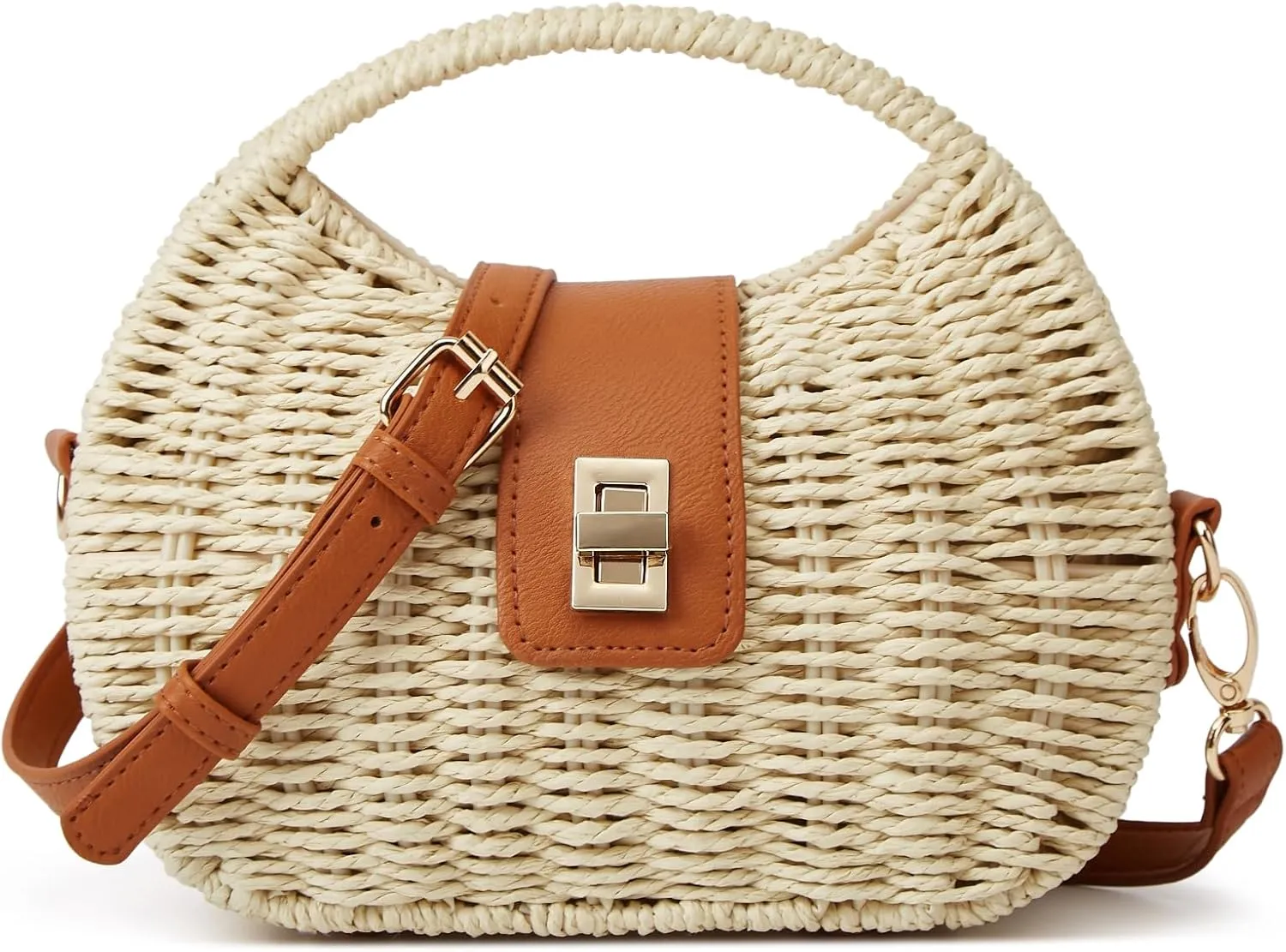 Summer Straw Woven Bag Women Summer Satchel Shoulder Handbag Top Handle Cross Body Purse Twist Clutch Tote
