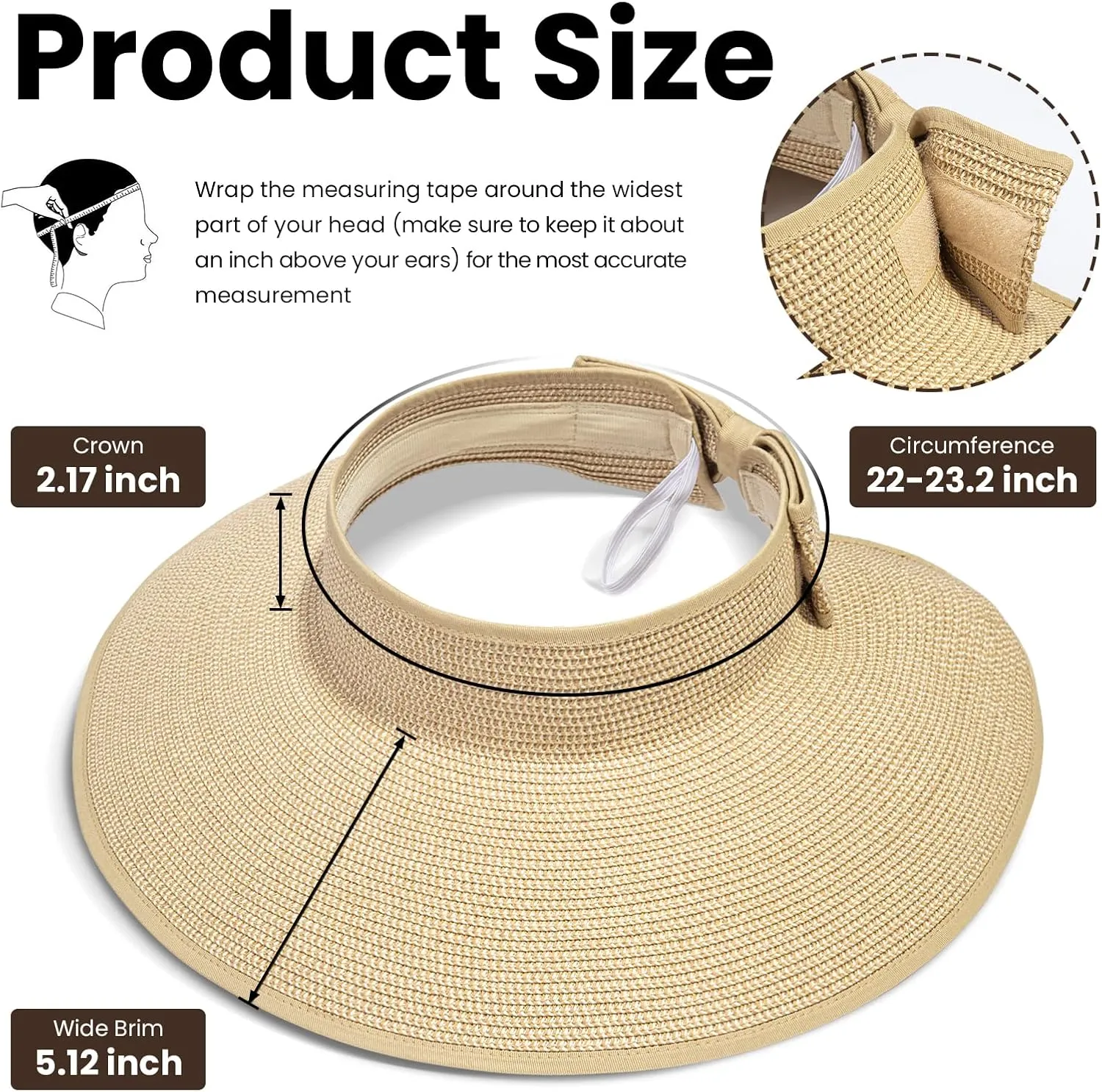 Sun Hats for Women Fashionable Womens Wide Brim Hat Roll-up Straw Sun Visor Hat