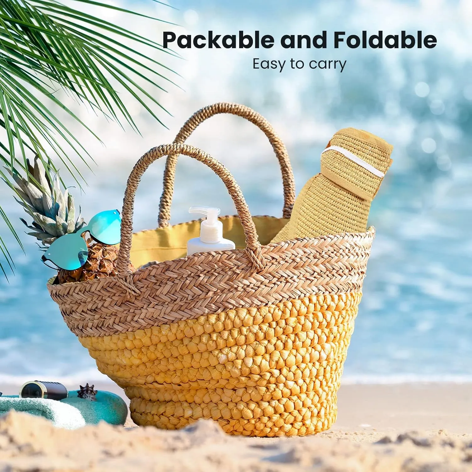 Sun Hats for Women Fashionable Womens Wide Brim Hat Roll-up Straw Sun Visor Hat