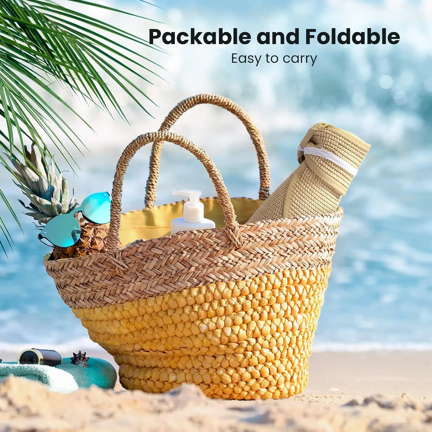 Sun Hats for Women Fashionable Womens Wide Brim Hat Roll-up Straw Sun Visor Hat