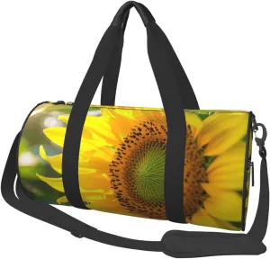 Sunflower Print Round Large Capacity Travel Luggage Bags,Men's and Women's Hand-Held Travel Clothing Bags