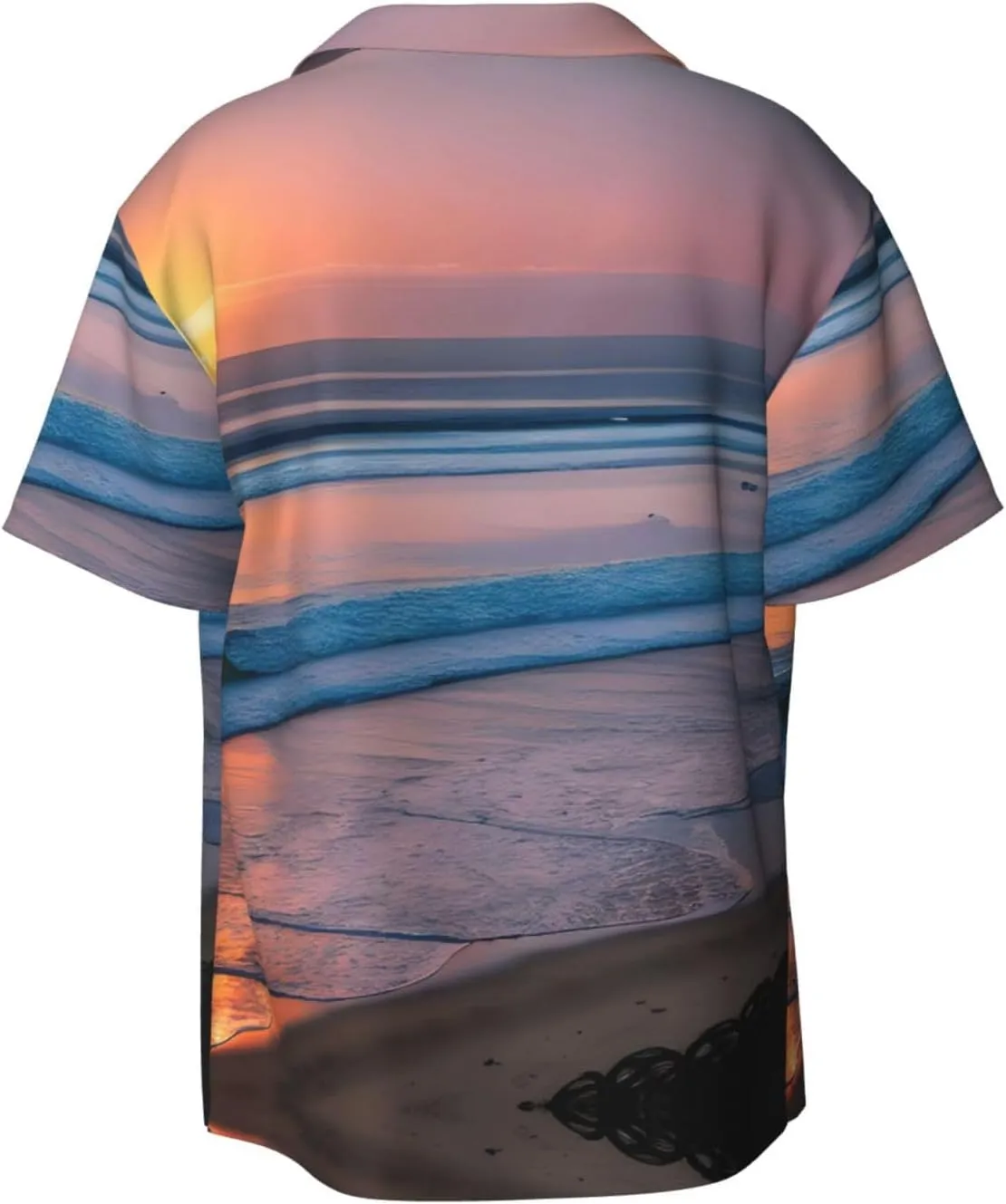 Sunset Beach Printing Men's Fashion Summer Short Sleeve Button Shirt with Pocket,S-4xl Cuban Shirt Hawaiian Shirt