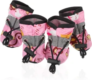 SUPVOX 1 Set Pet Dog Soft Sole Shoes Dog Clippers Suspender Boots for Dogs Doggie Shoes for Hot Pavement Booties Sandals Dachshund Paw Shoes for Small Dogs Puppy Chihuahua Fabric Pink