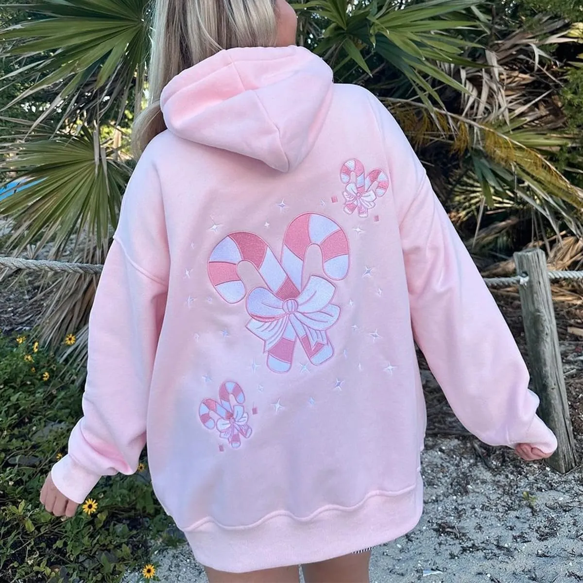 Surfing Graphic Hoodies for Women Y2K Long Sleeve Oversized Sweatshirt Teen Girls Preppy Pullover Sweater Hooded