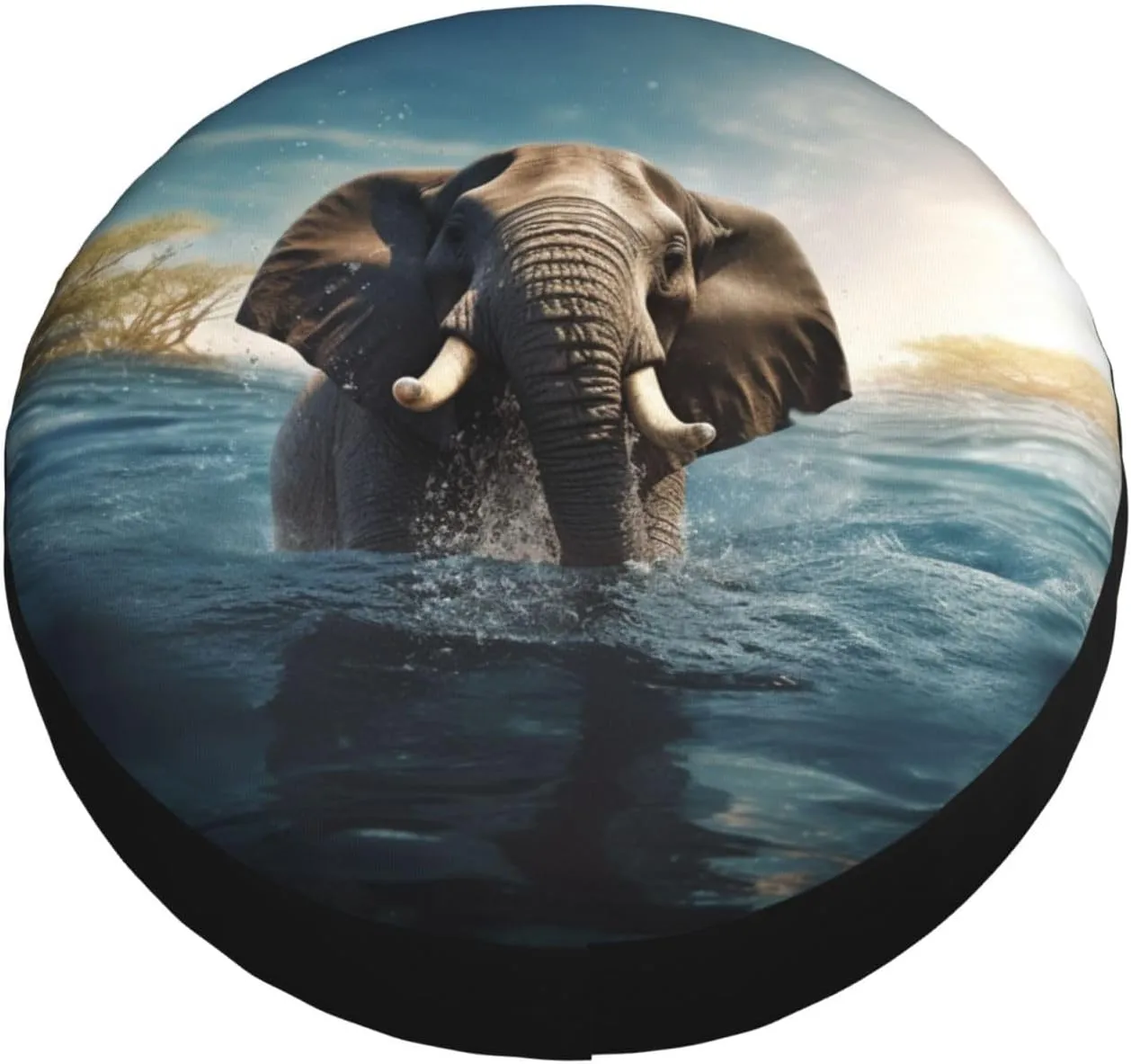 Swimming African Elephant Tire Cover Outdoor Waterproof Snow Sun Rain Wheel Cover Portable Wheel Bags Camper Spare Tire Cover Universal Car Tire Protectors for Trailer RV SUV