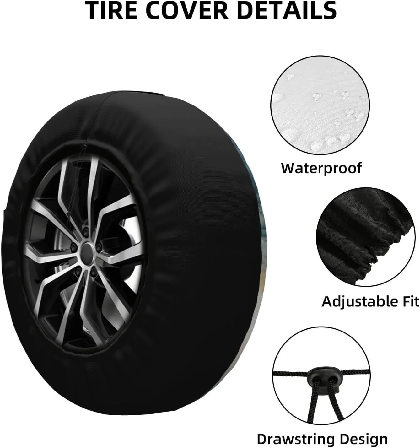 Swimming African Elephant Tire Cover Outdoor Waterproof Snow Sun Rain Wheel Cover Portable Wheel Bags Camper Spare Tire Cover Universal Car Tire Protectors for Trailer RV SUV