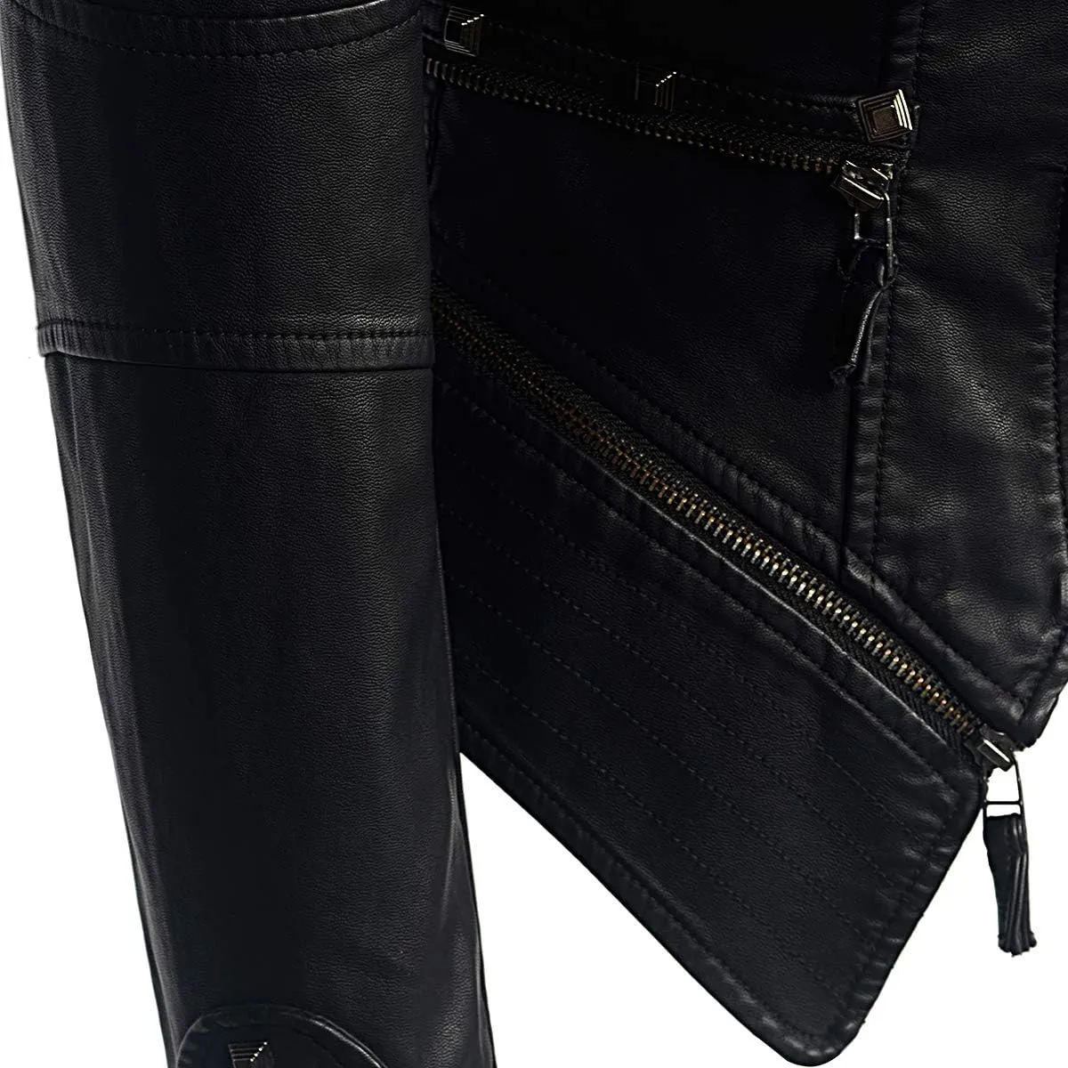 SX Women's Fashion Studded Perfectly Shaping Faux Leather Biker Jacket