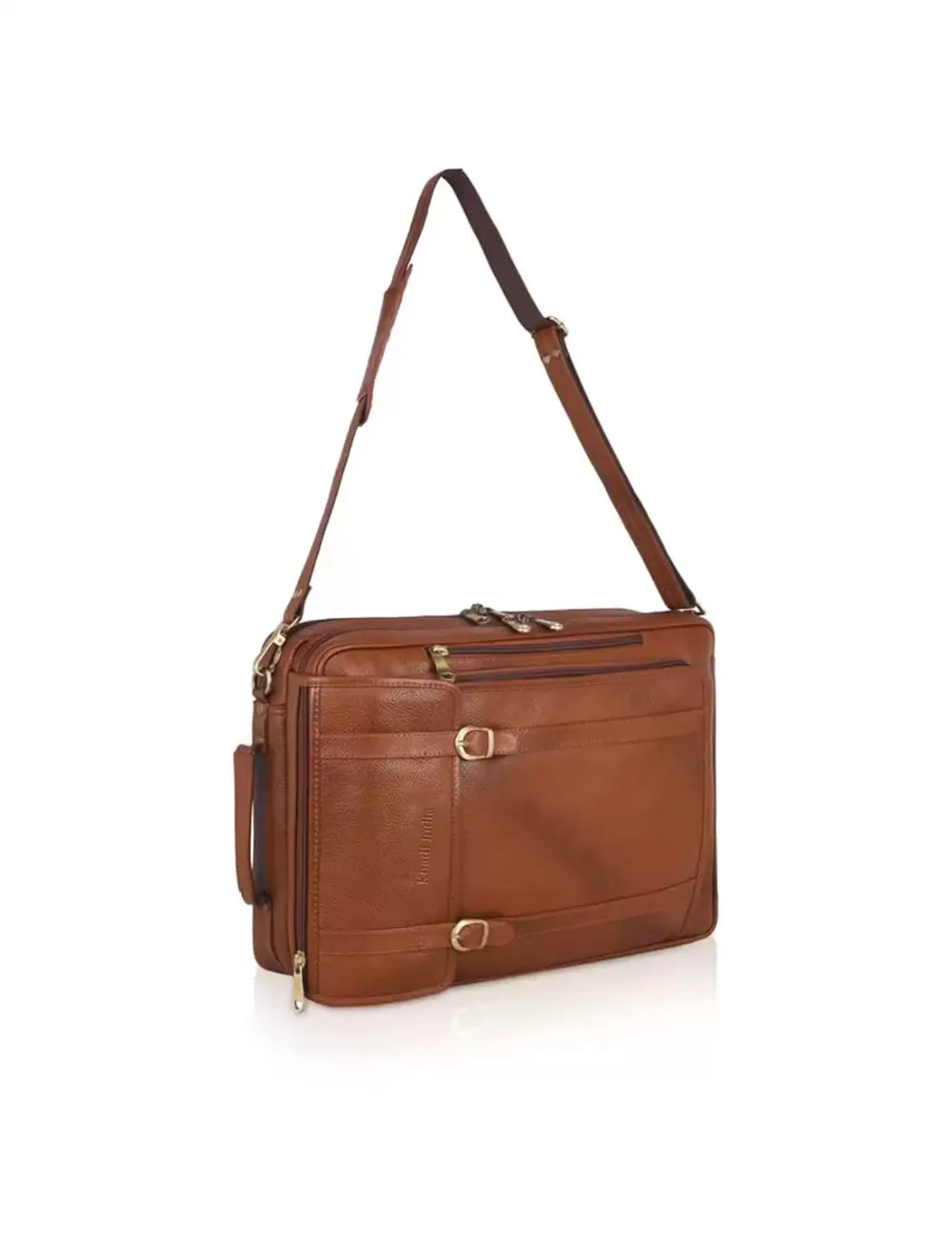 Tan Leather Office-cum-Laptop Bag