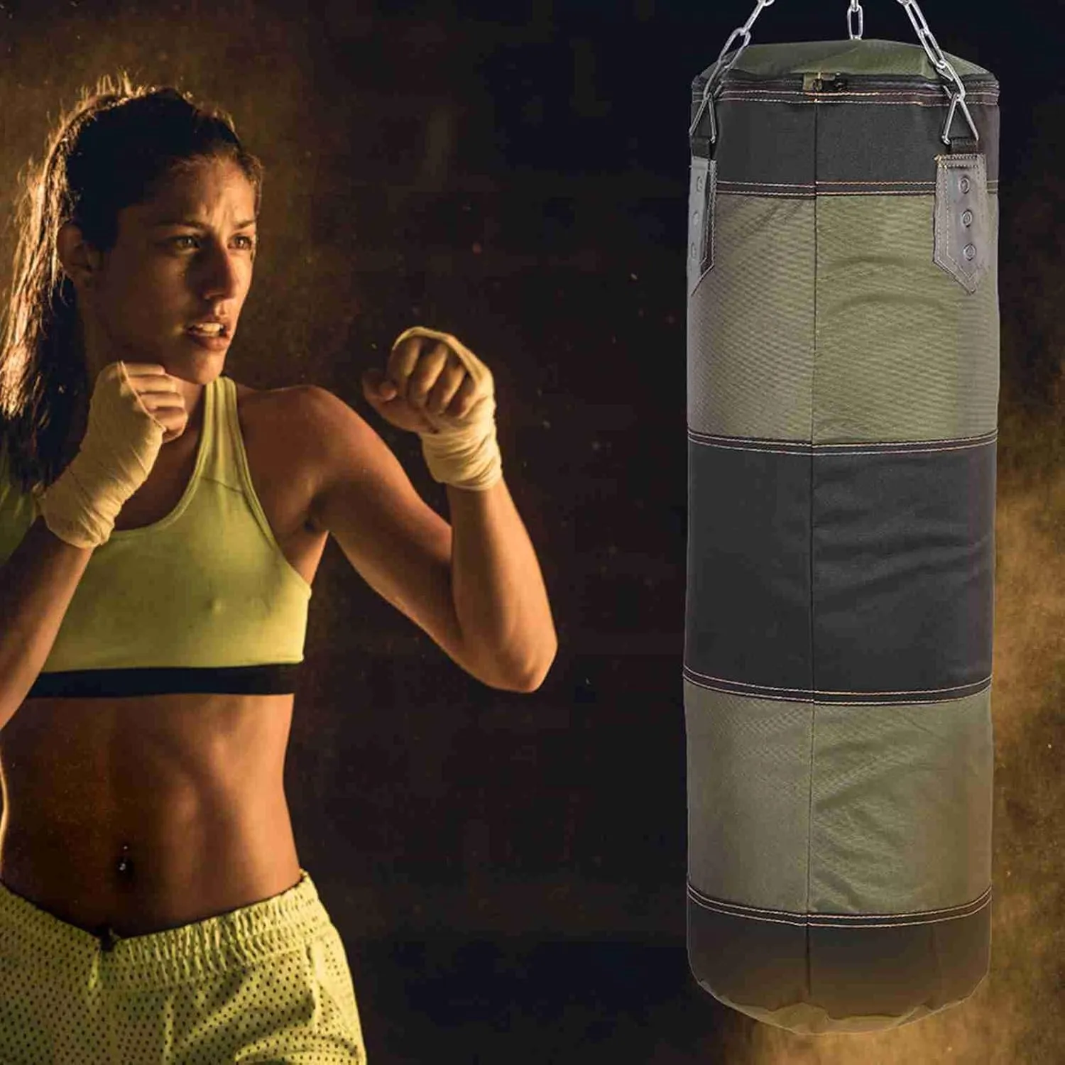 Tbest Empty Sandbag, Training Boxing Hook Kick Sandbag Heavy Hook Kick Sandbag Fight Karate Punching Bag Empty Hanging Sand Bag