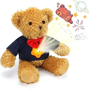 Teddy Bear Stuffed Animals with Dynamic Star Projection Lamp: Rechargeable Night Light for Kids Bedroom, Soft & Huggable Plush Toy, Cute Bedtime Buddy for Toddler, Boys, Girls (Galaxy) - 13''