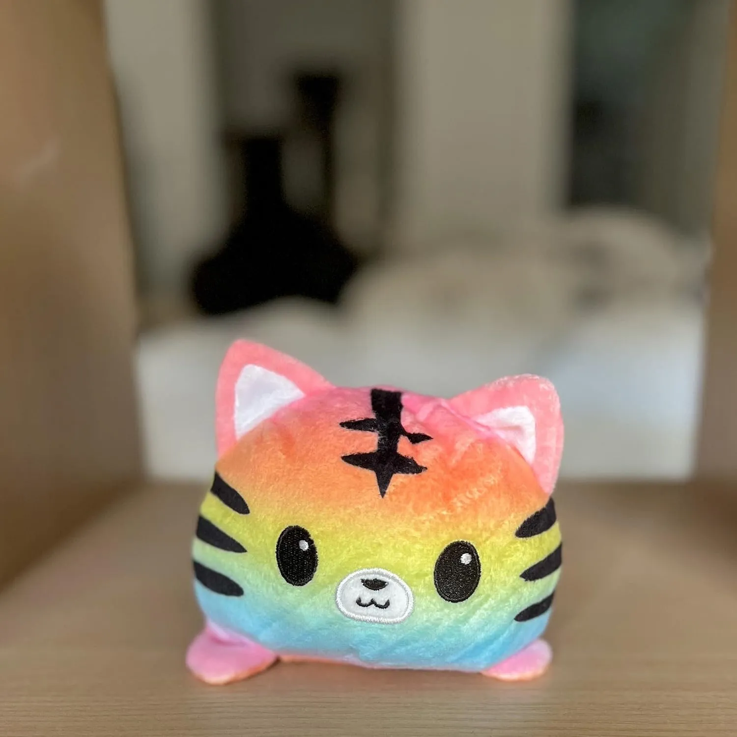 TeeTurtle - The Original Reversible Tiger Plushie - Pride - Orange   Rainbow - Cute Sensory Fidget Stuffed Animals That Show Your Mood!