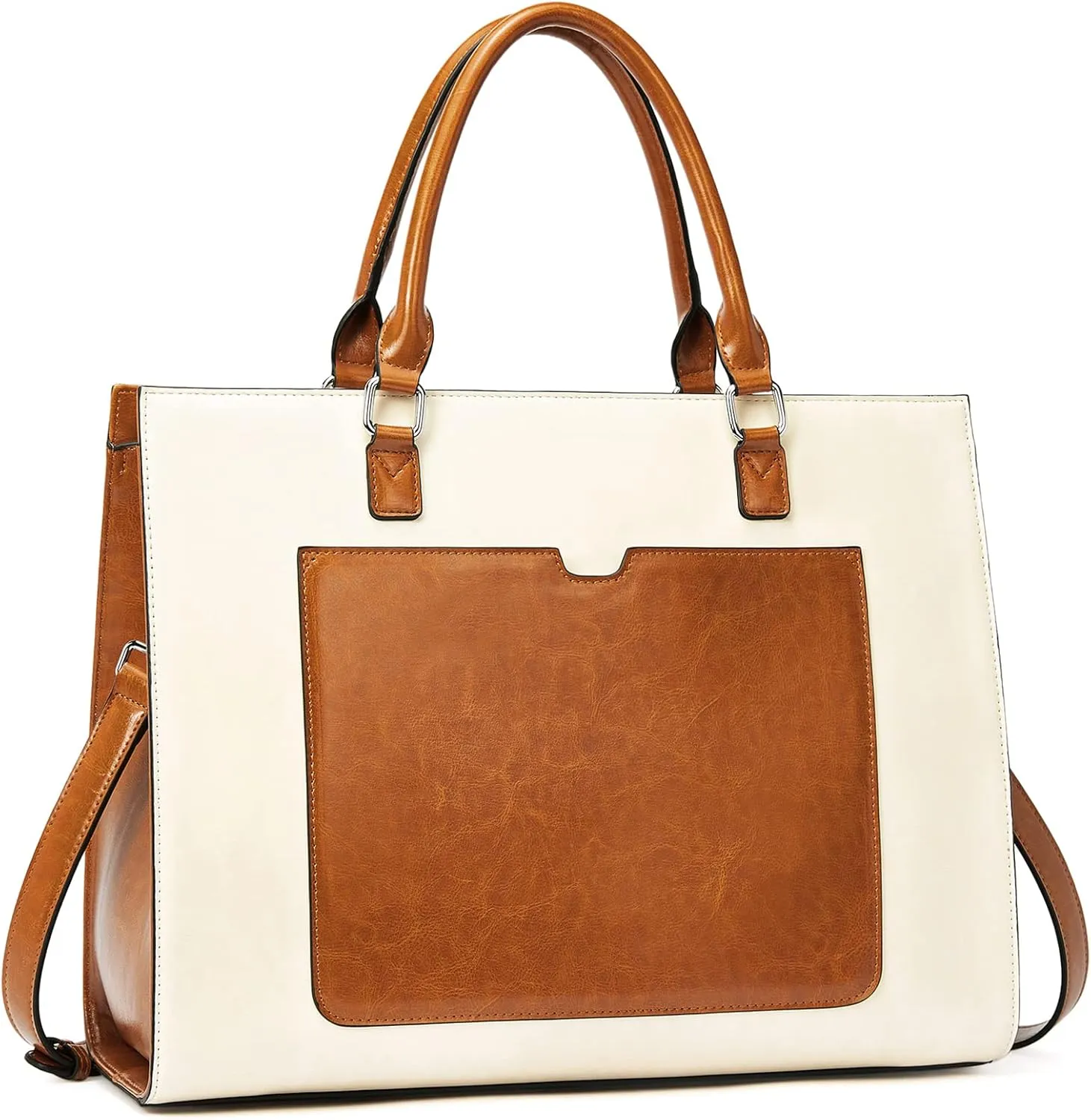 Telena Laptop Tote Bag for Women, 15.6 Inch Shoulder Tote Bag Leather Briefcase for Women, Large Capacity Handbag Bags