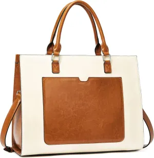 Telena Laptop Tote Bag for Women, 15.6 Inch Shoulder Tote Bag Leather Briefcase for Women, Large Capacity Handbag Bags