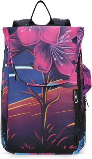 Tennis Bag Tennis Backpack for Women Men, Tennis Bag Holds 2 Rackets, Pickleball Paddles Balls, Badminton Squash, Flower (287)