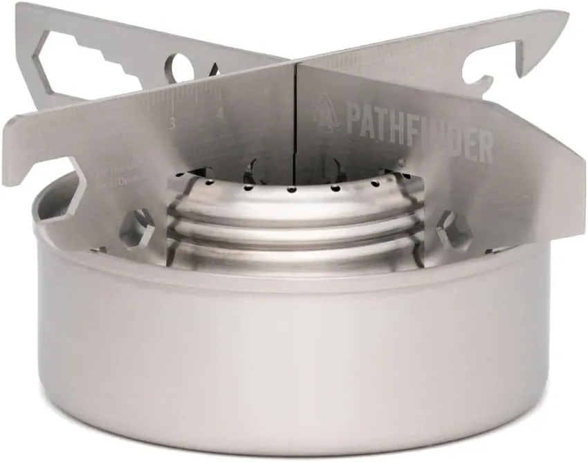 The Pathfinder School Alcohol Stove & Stove Stand Multi-Tool Bundle