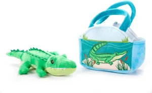 The Petting Zoo Alligator Stuffed Animal Plushie and Purse Set, Gifts for Kids, Wildlife Animal Toy, Green Alligator Plush Toy and Purse Pet Carrier