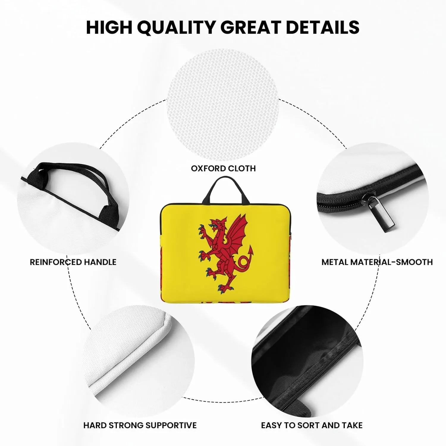Thuringia flag 14 Inch Laptop Case, Water-Resistant and Shockproof Computer Cases for Laptops，Suitable for Daily Travel