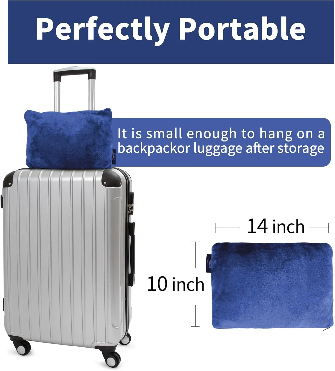 Tirrinia Travel Portable Blanket with Feet Airplane Office Poncho 4 in 1 Zippered Front Pocket Premium Cozy Fleece Blankets with Built-in Bag