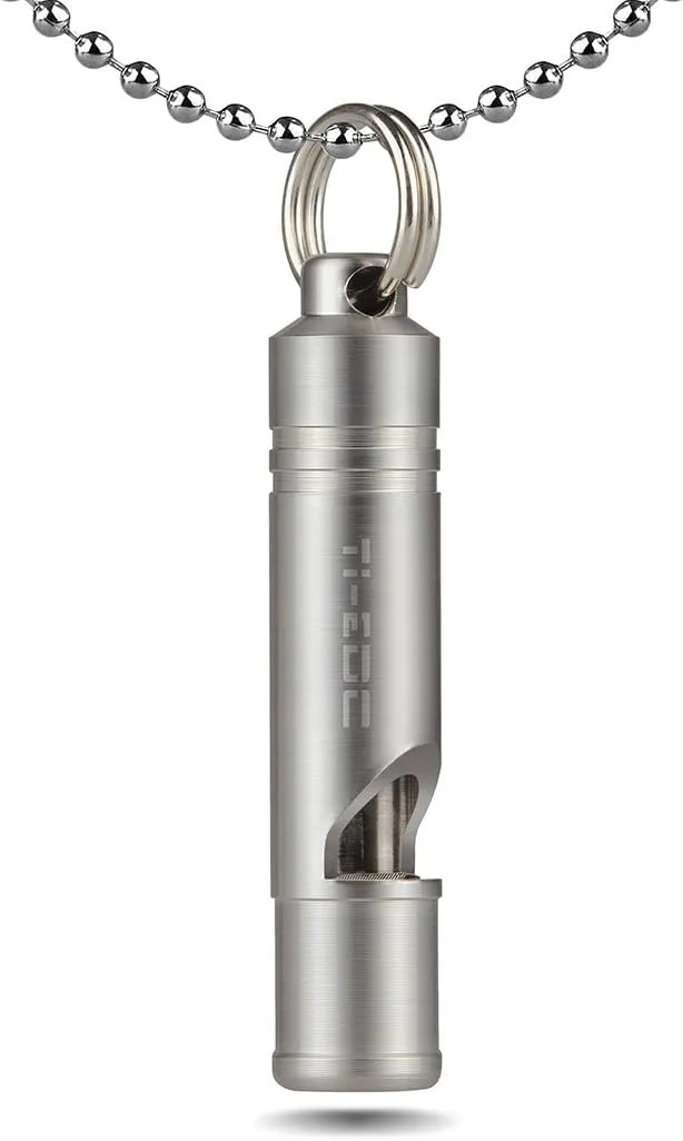 Titanium Emergency Whistle, Loud Portable Keychain Necklace Whistle for Emergency Survival, Life Saving, Hiking, Camping, and Pet Training