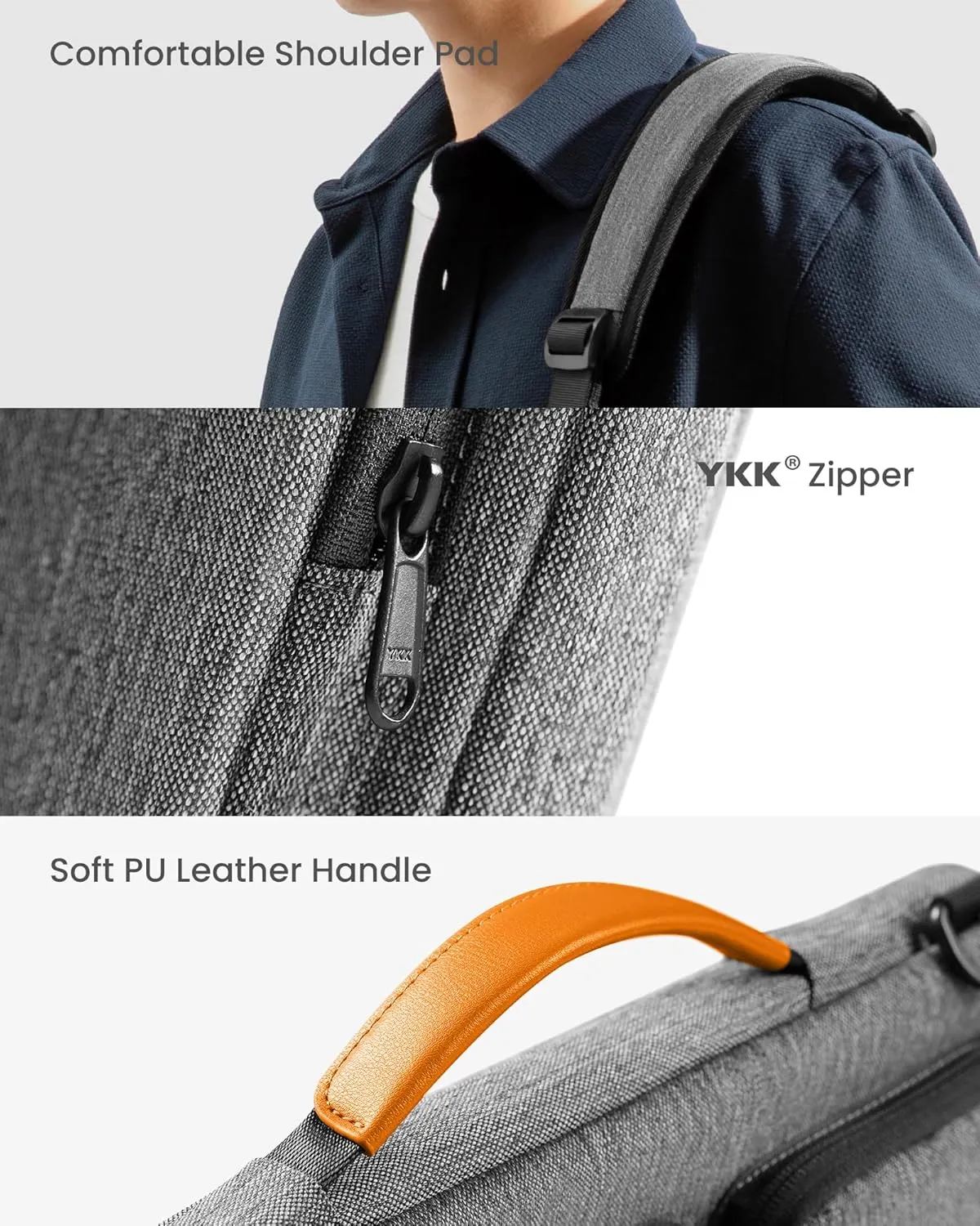 tomtoc Laptop Shoulder Bag for 14 Inch MacBook Pro M4/M3/M2/M1 Pro/Max 2024-2021, 13.5-14.4 Surface Laptop 6/5/Studio 2, Surface Book 3, 360 Protective Case Fit Asus VivoBook
