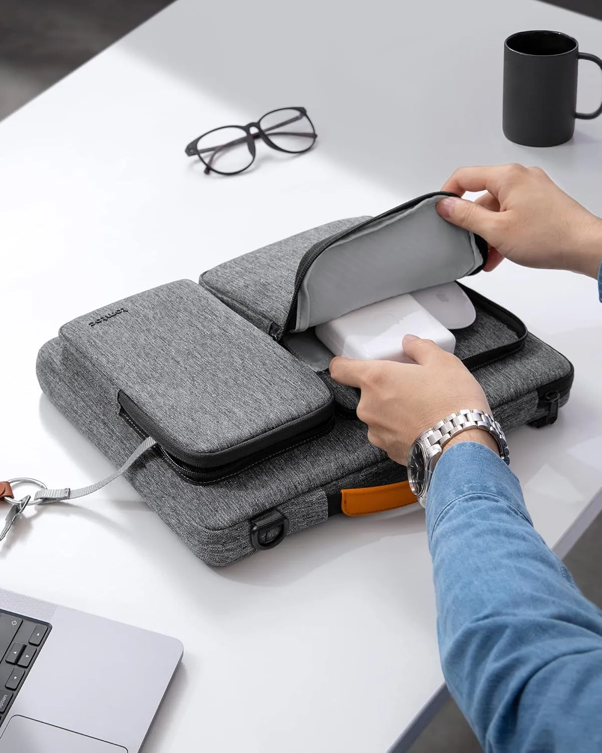 tomtoc Laptop Shoulder Bag for 14 Inch MacBook Pro M4/M3/M2/M1 Pro/Max 2024-2021, 13.5-14.4 Surface Laptop 6/5/Studio 2, Surface Book 3, 360 Protective Case Fit Asus VivoBook
