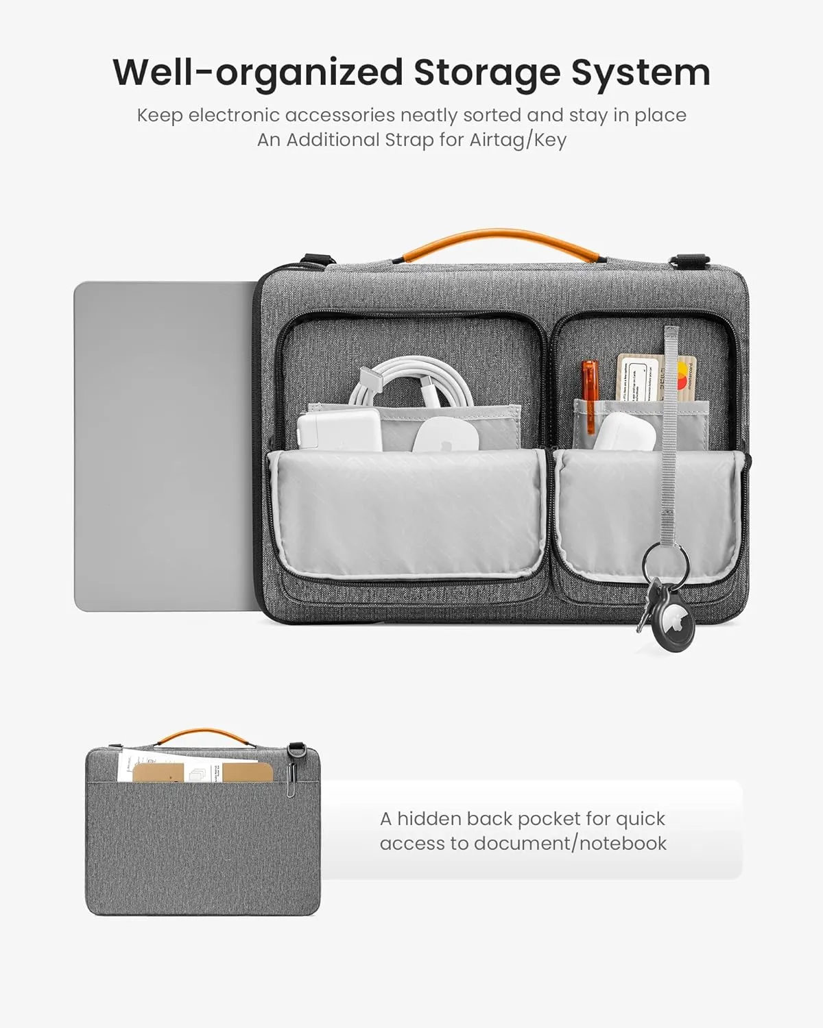 tomtoc Laptop Shoulder Bag for 14 Inch MacBook Pro M4/M3/M2/M1 Pro/Max 2024-2021, 13.5-14.4 Surface Laptop 6/5/Studio 2, Surface Book 3, 360 Protective Case Fit Asus VivoBook