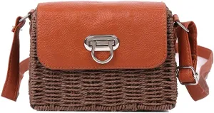 TONWHAR Womens Handmade Woven Shoulder Bag, Chic Straw Crossbody Bag/Purse for Beach Summer Holiday