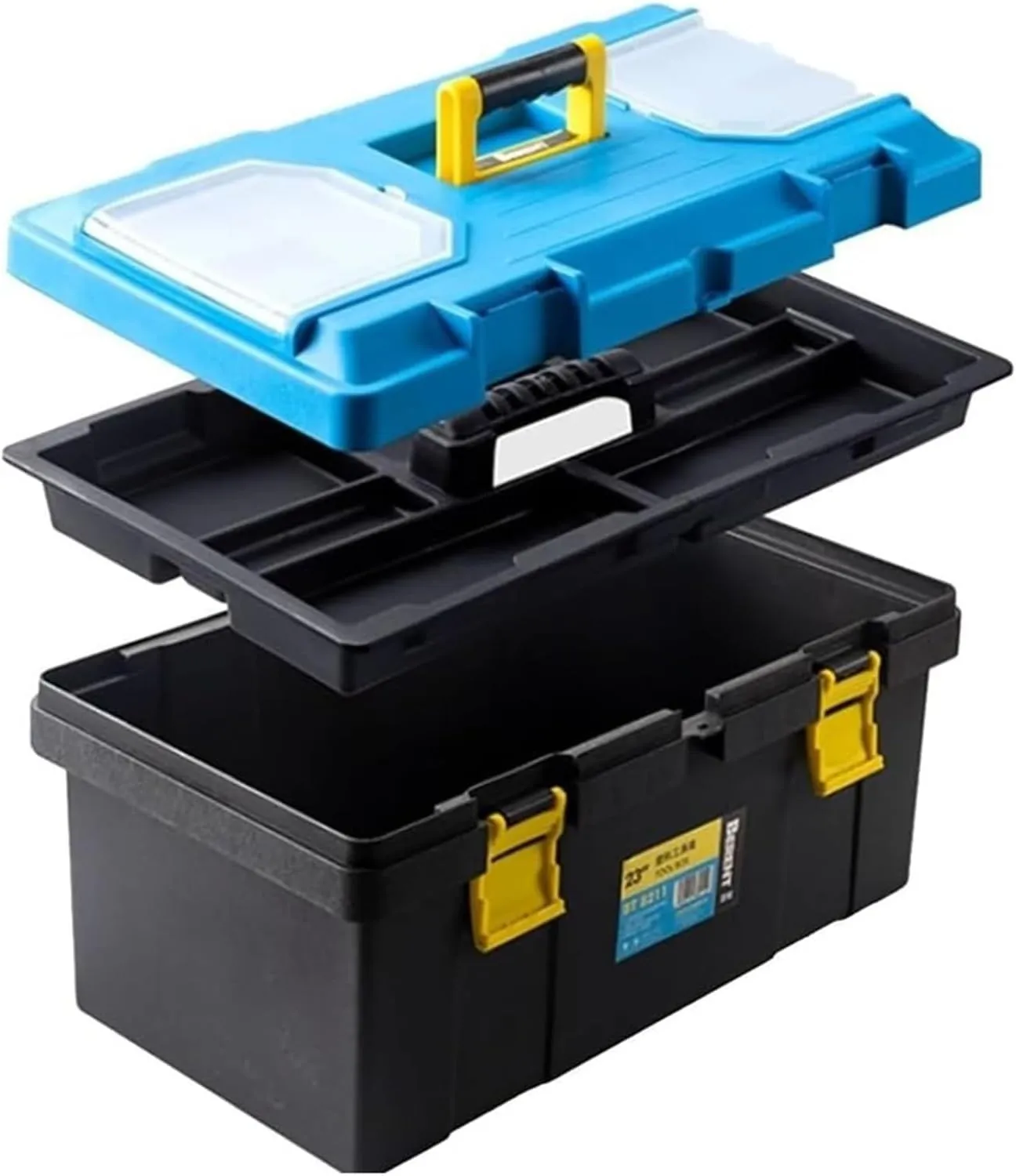 Tool Box Organizer,for Tools And Accessories, Car Plastic Storage Box, Plastic Multi-Function Dividers With Latch And Removable Tray (17in)(17in)