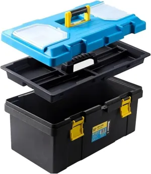 Tool Box Organizer,for Tools And Accessories, Car Plastic Storage Box, Plastic Multi-Function Dividers With Latch And Removable Tray (17in)(17in)