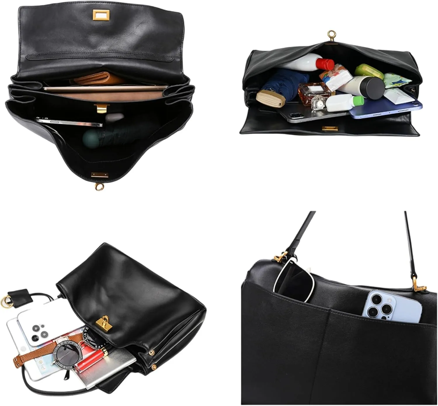 Tote Bag for Women, Genuine Leather Top Handle Handbag, Large Capacity Fashion Shoulder, Commuter, Crossbody, Hobo.
