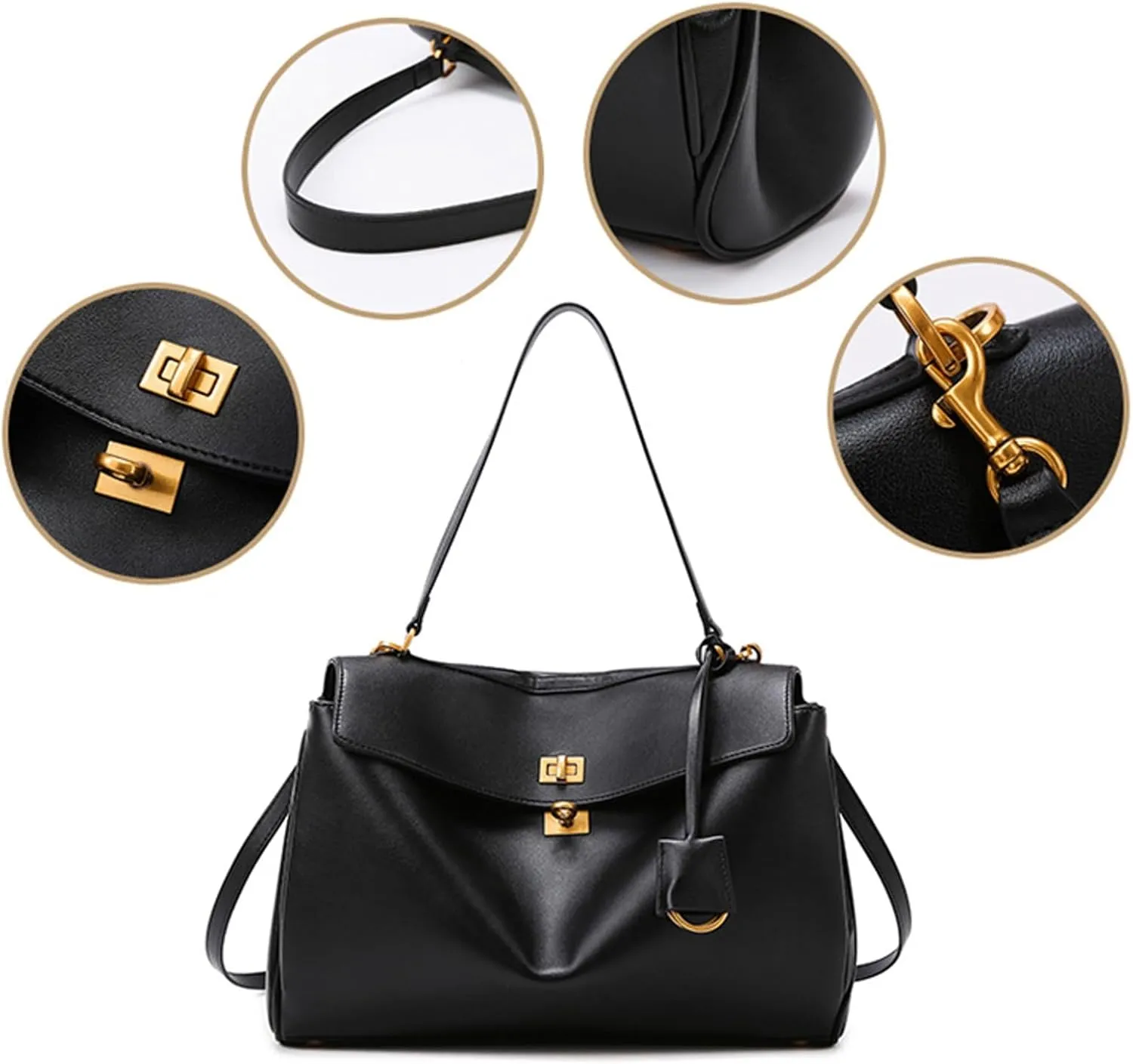 Tote Bag for Women, Genuine Leather Top Handle Handbag, Large Capacity Fashion Shoulder, Commuter, Crossbody, Hobo.