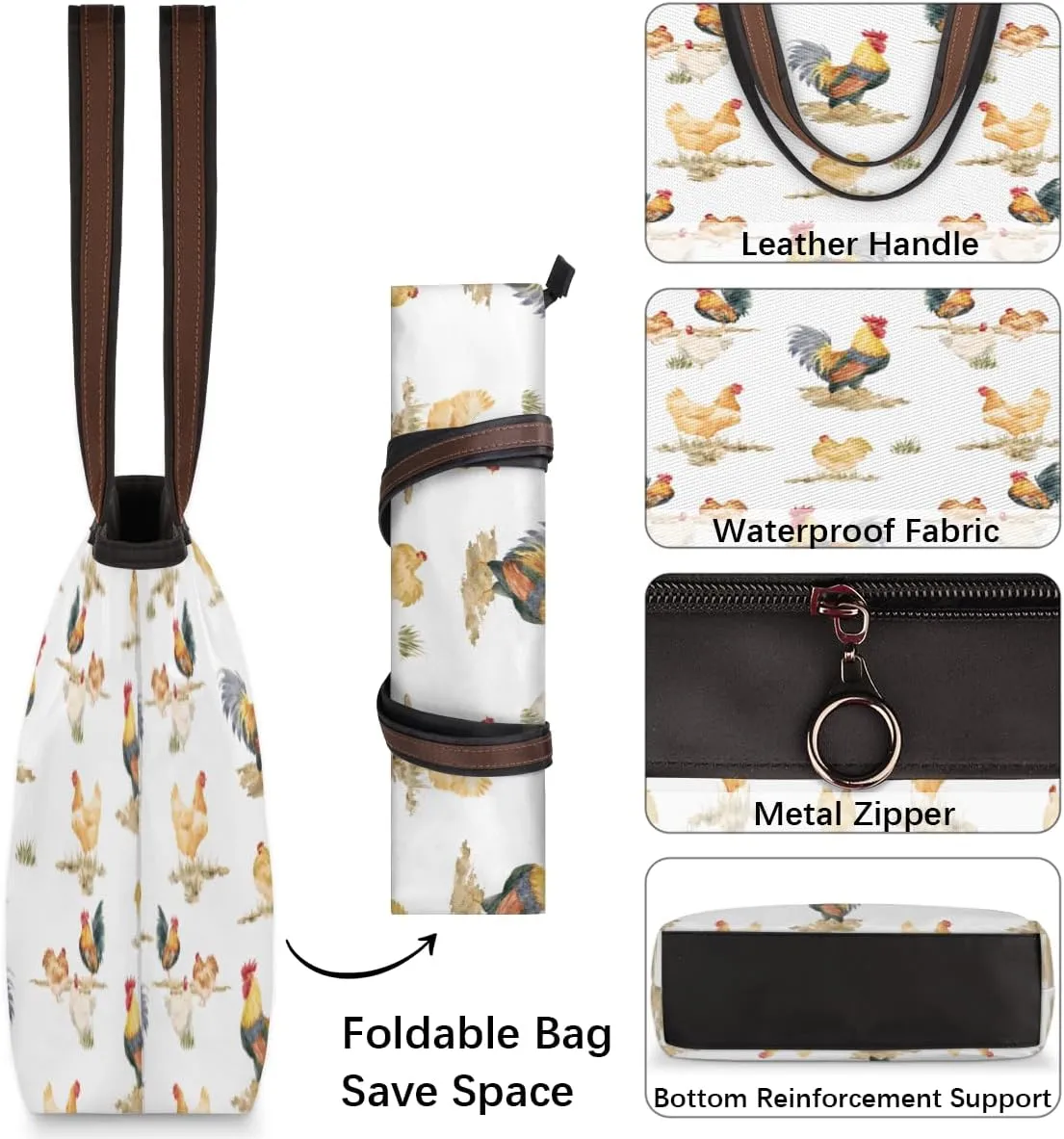 Tote Bag for Women with Zipper Large Capacity Top Handle Casual Shoulder Bag Handbag Reusable Shopping