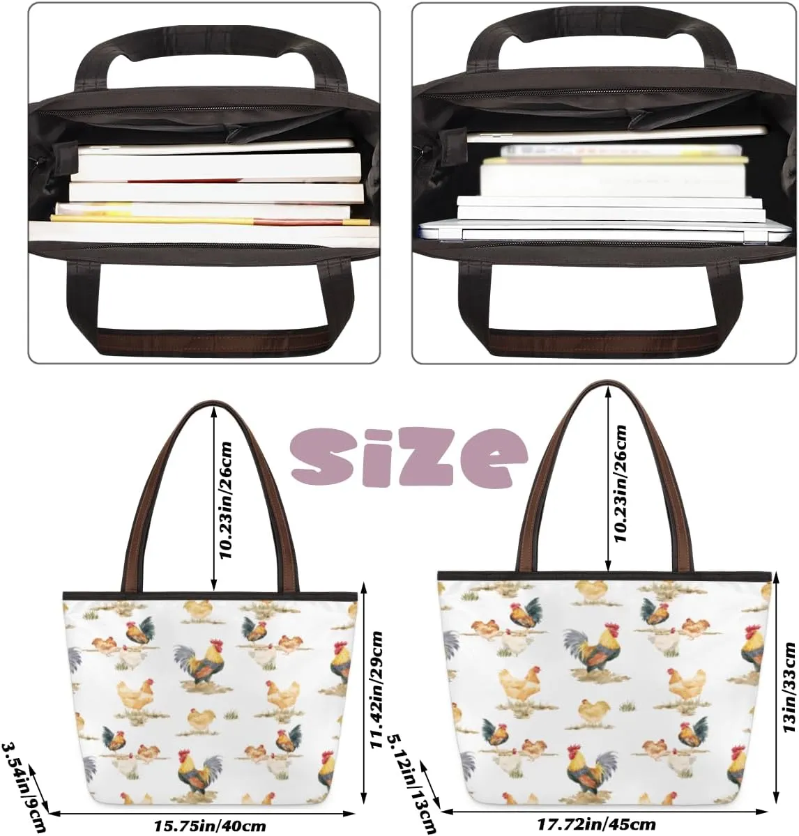 Tote Bag for Women with Zipper Large Capacity Top Handle Casual Shoulder Bag Handbag Reusable Shopping