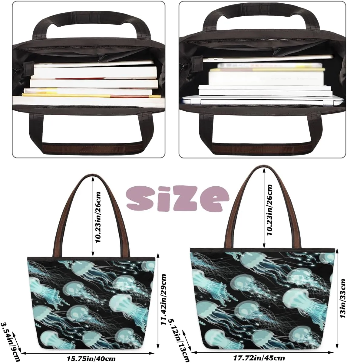 Tote Bag for Women with Zipper Large Capacity Top Handle Casual Shoulder Bag Handbag Reusable Shopping