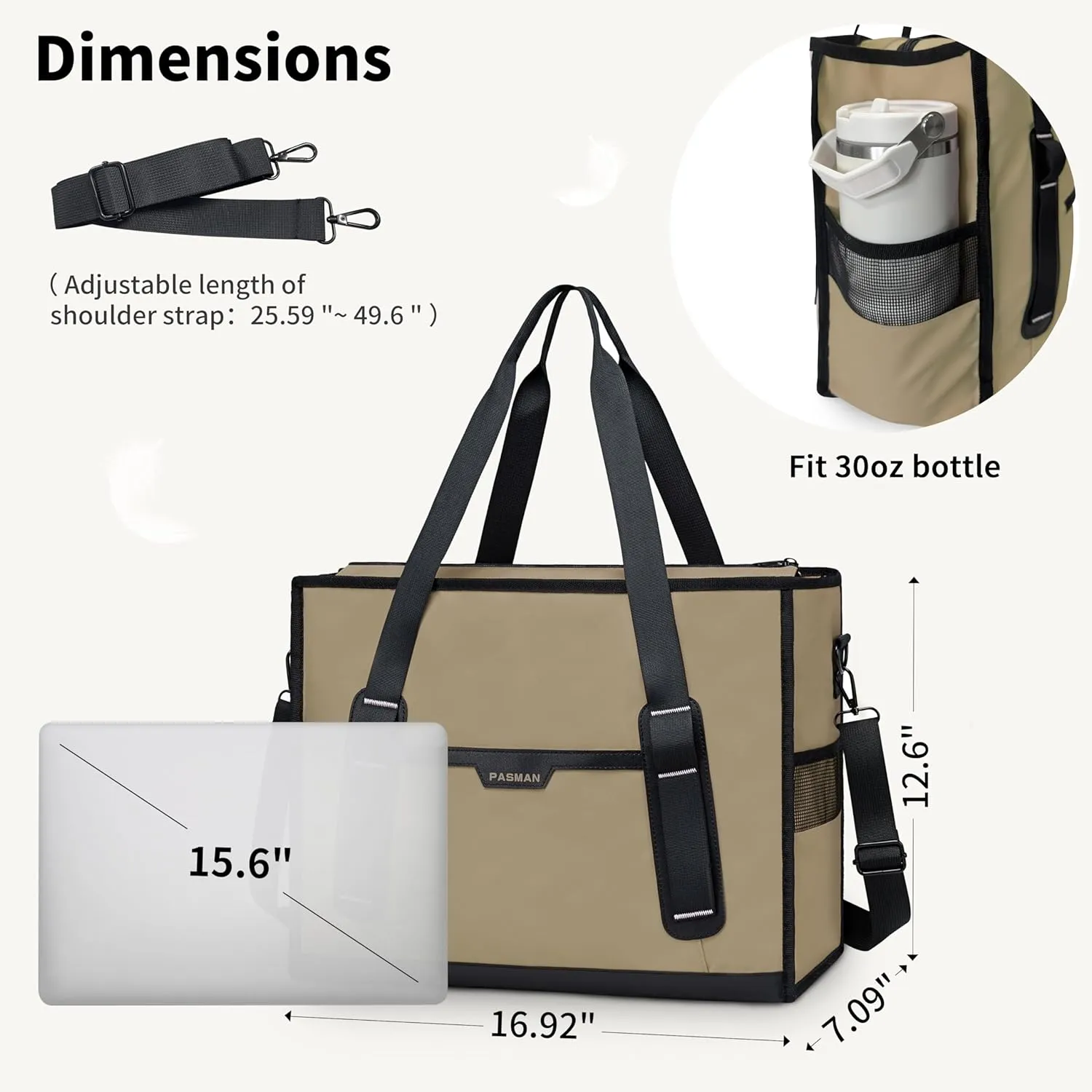 Tote Bag for Women,Utility Large Work Tote Bag with Reinforced Pockets, Waterproof Nurse Bag,for Travel,Teacher