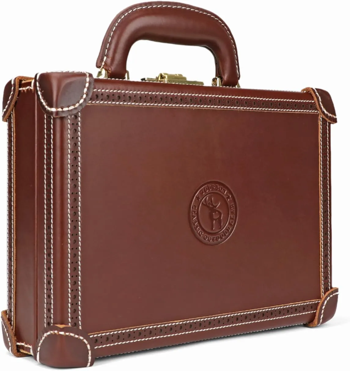 TOURBON Leather Hard Pistol Case Lockable Handgun Storage Box for Men Women