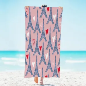Towers Love Abstract Beach Towel Quick Dry Super Absorbent Microfiber Polyester Lightweight Sandproof Towel for Pool Yoga Travel 31x61 Inch