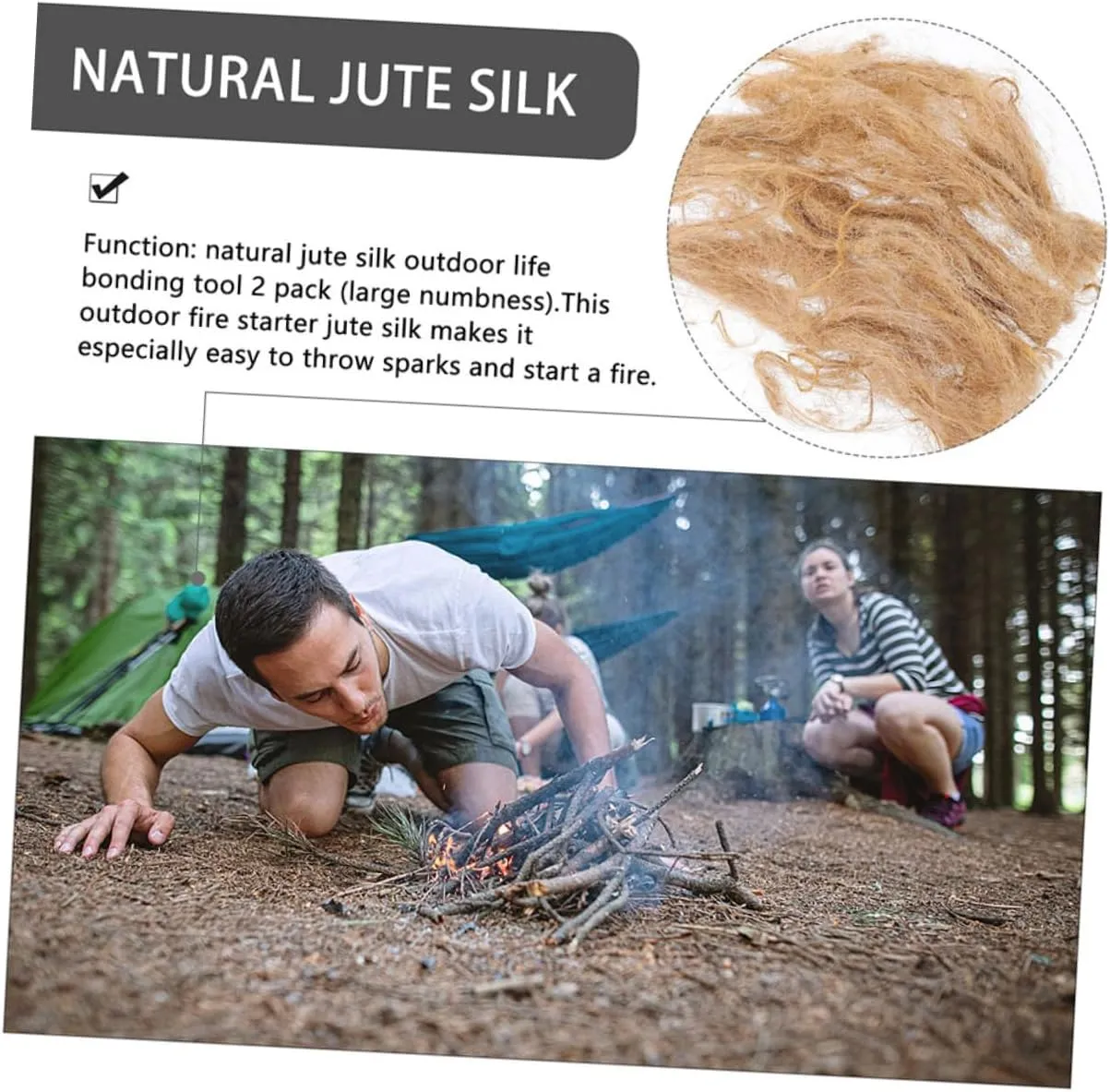 Toyvian 4sets Professional Jute Fire Convenient Outdoor Fire Tool for Camping Hiking Survival Situations Instant Combustion Wind Resistant Great Present for Outdoor Enthusiasts 3pcs*4
